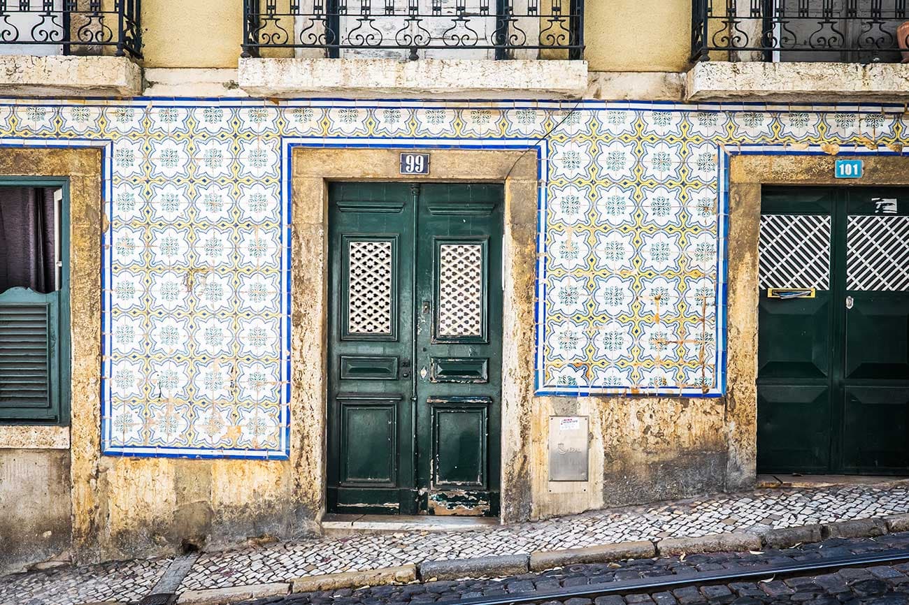 Tiled façade on a Lisbon street