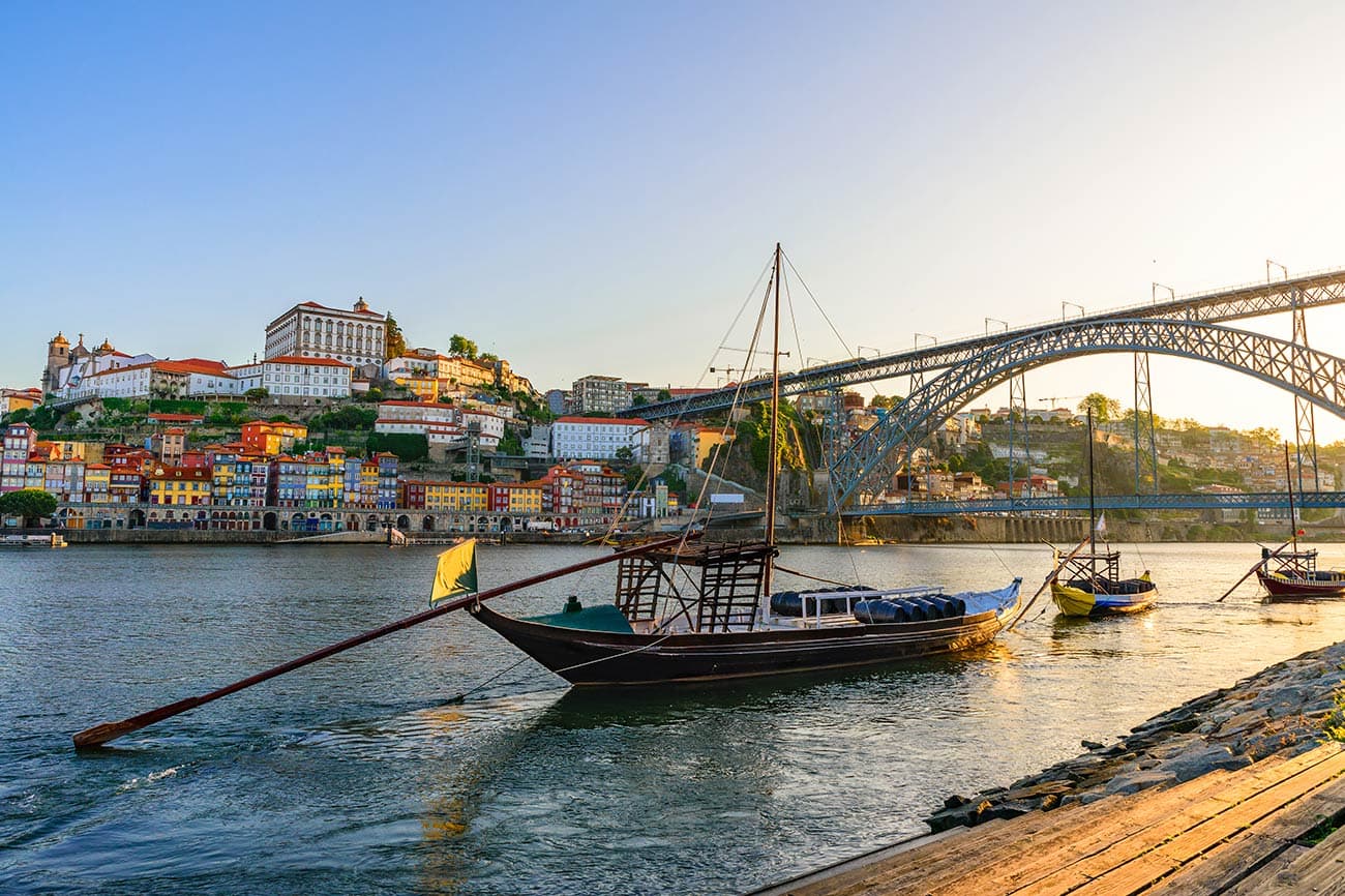 Porto's Ribeira with a rabelo boat