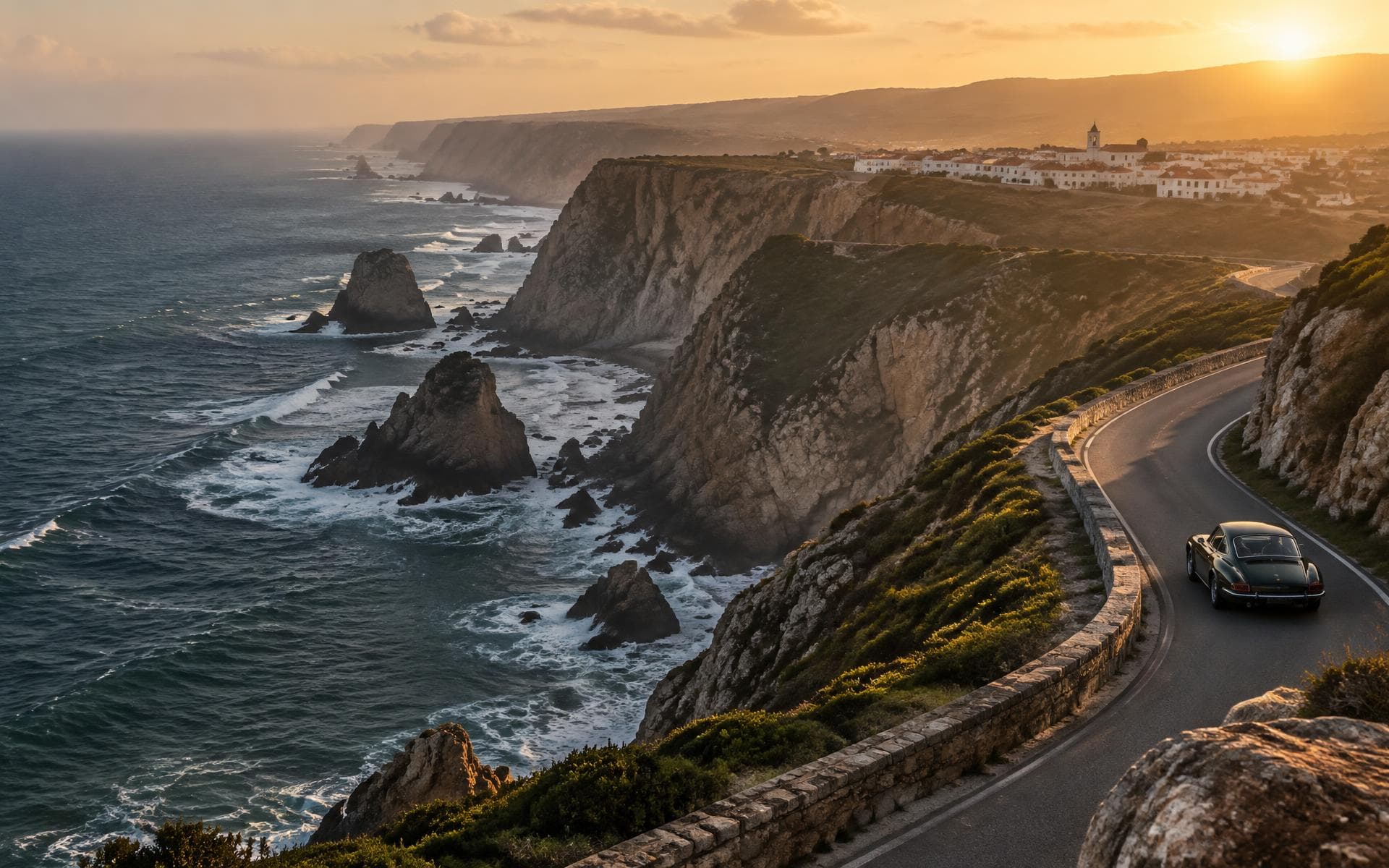 Estrada costeira portuguesa junto ao Atlântico